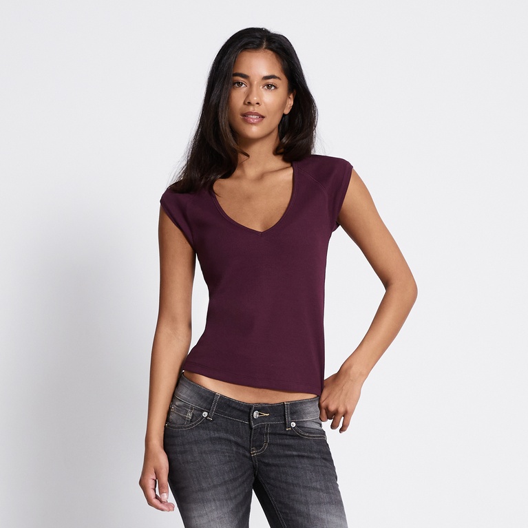 Ribbed v-neck top "Abigail"